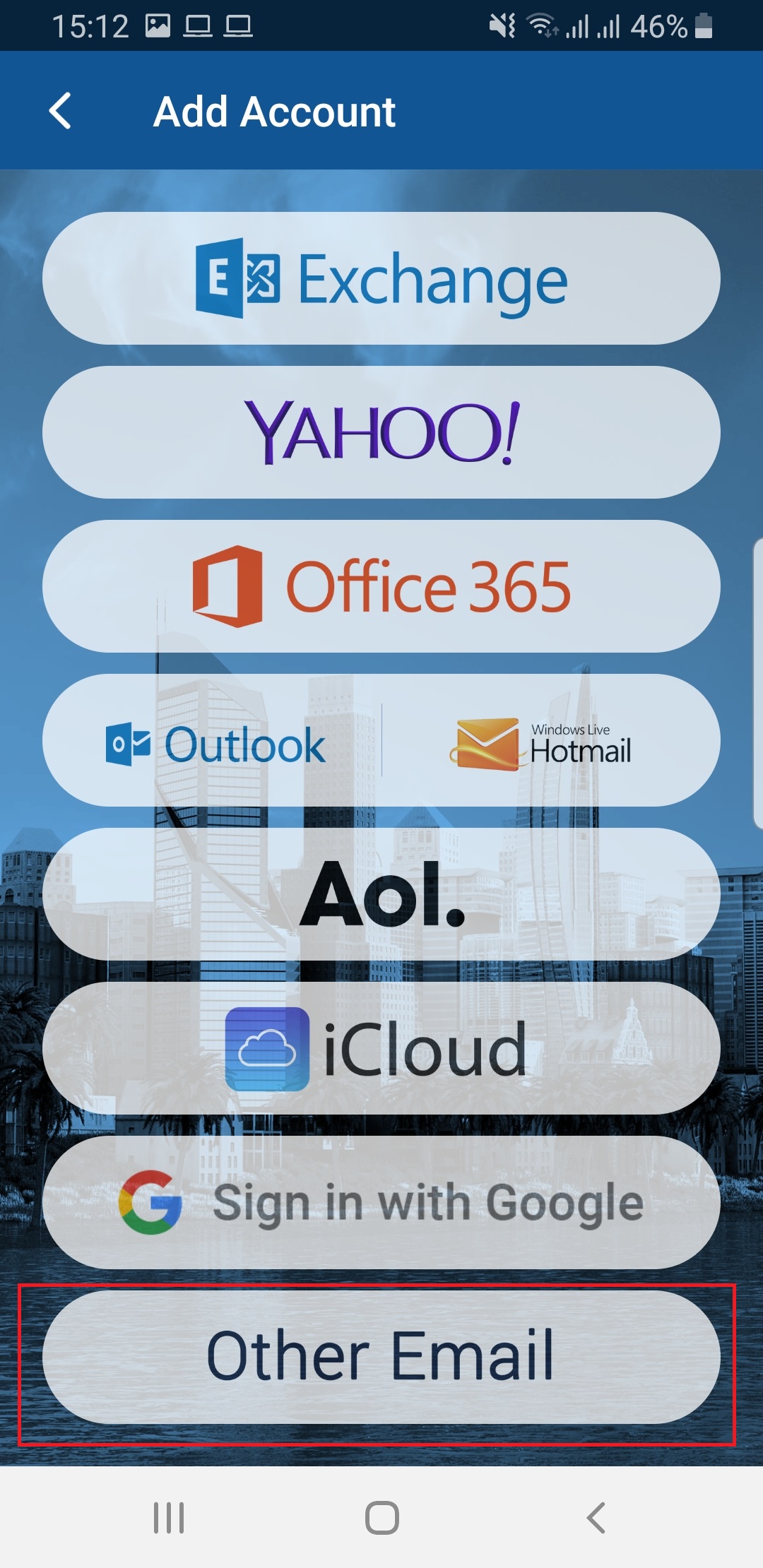 BlueMail Setup Step 2 Setup Company Email in Phone App